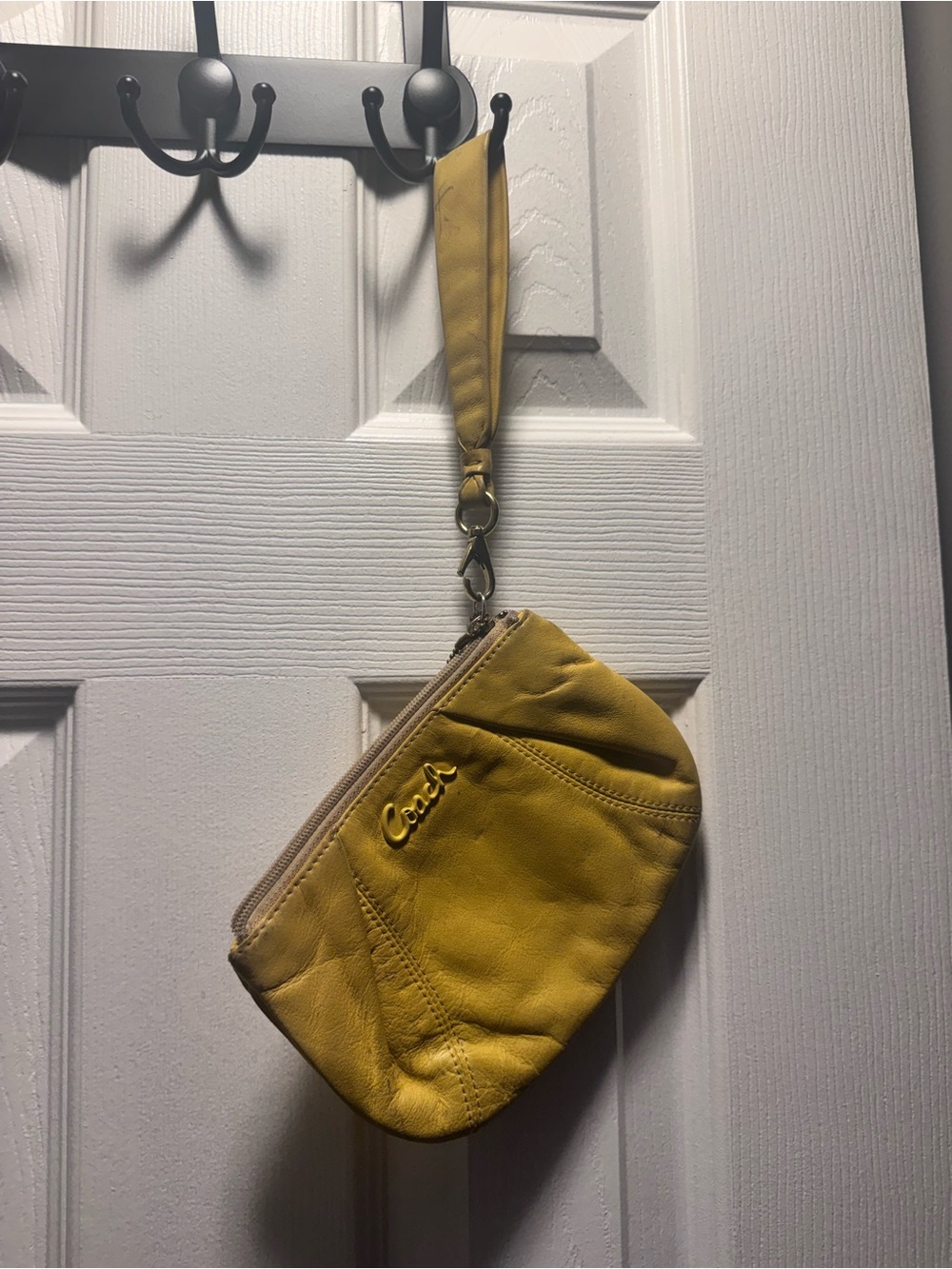 Coach Yellow Leather Wristlet with Removable Strap